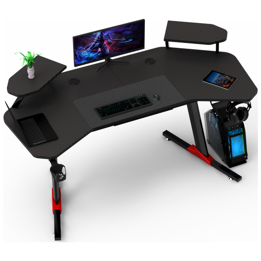 Комп'ютерний стіл GT Racer GT Racer T-1246 (160x60x73) Black (T-1246 (160x60x73) Black) - зображення 4