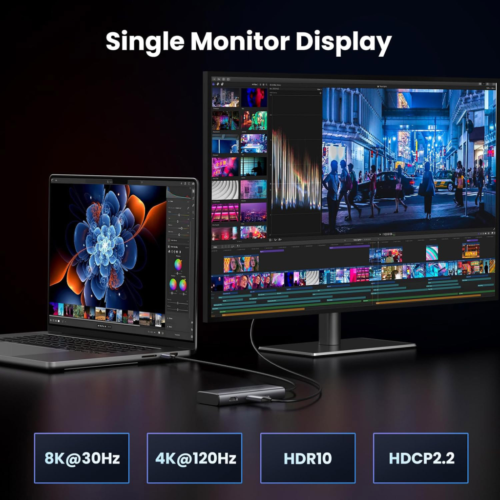 Концентратор Ugreen USB3.1 Type-C to HDMIx2 4K60Hz (8k30Hz)/USB3.0x2/Type-C/PD 100W CM498 (15852) - зображення 5