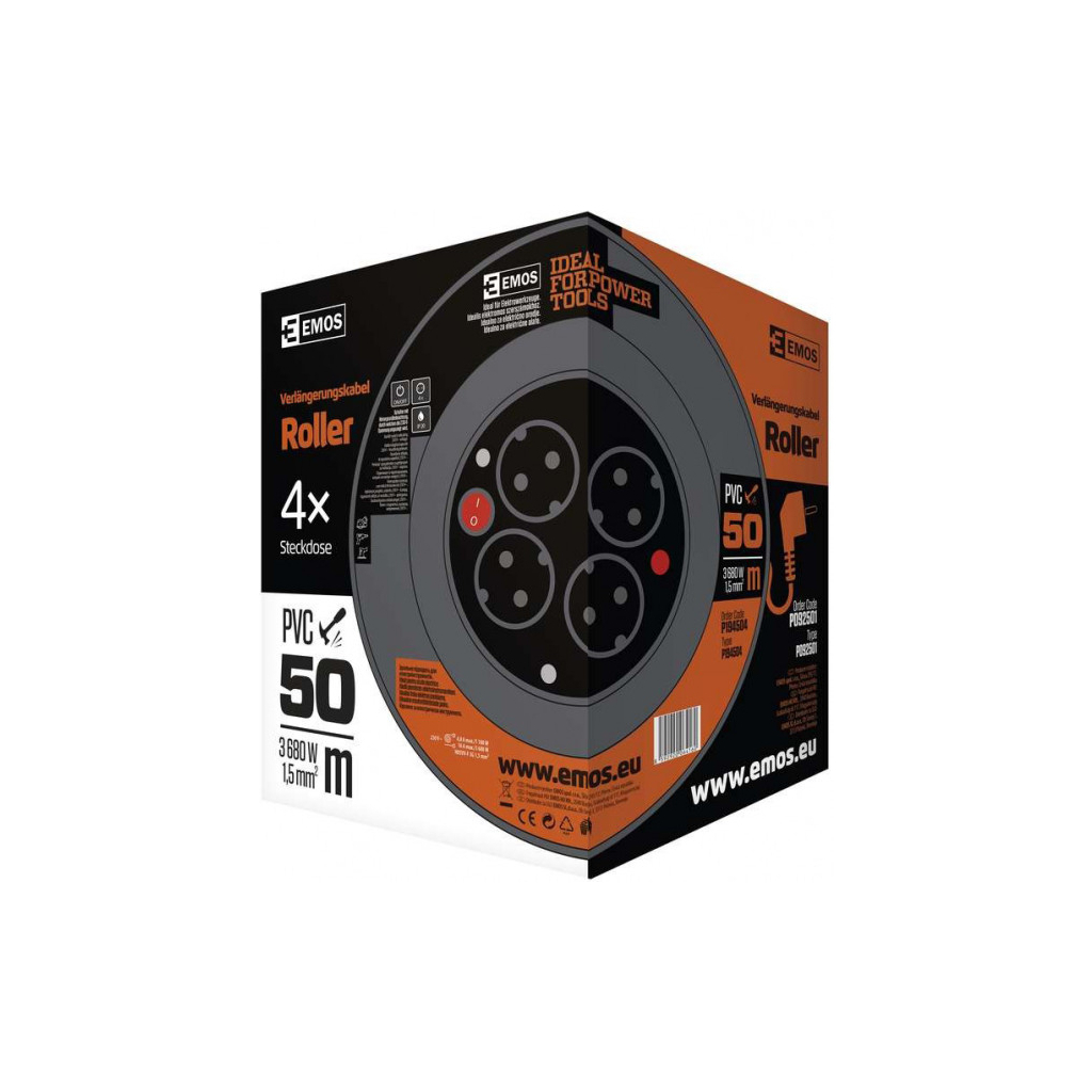 Мережевий подовжувач EMOS катушка 4 роз., 50 м (P092501) - зображення 4