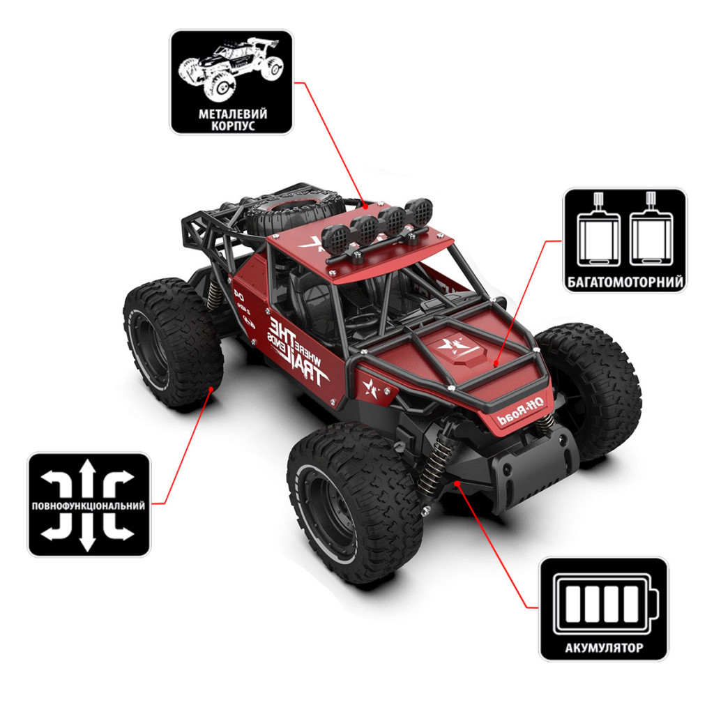 Радіокерована іграшка Sulong Toys OFF-ROAD CRAWLER - RACE (матовий червоний, метал. корпус, аккум.6V, 1:14) (SL-309RHMR) - зображення 2