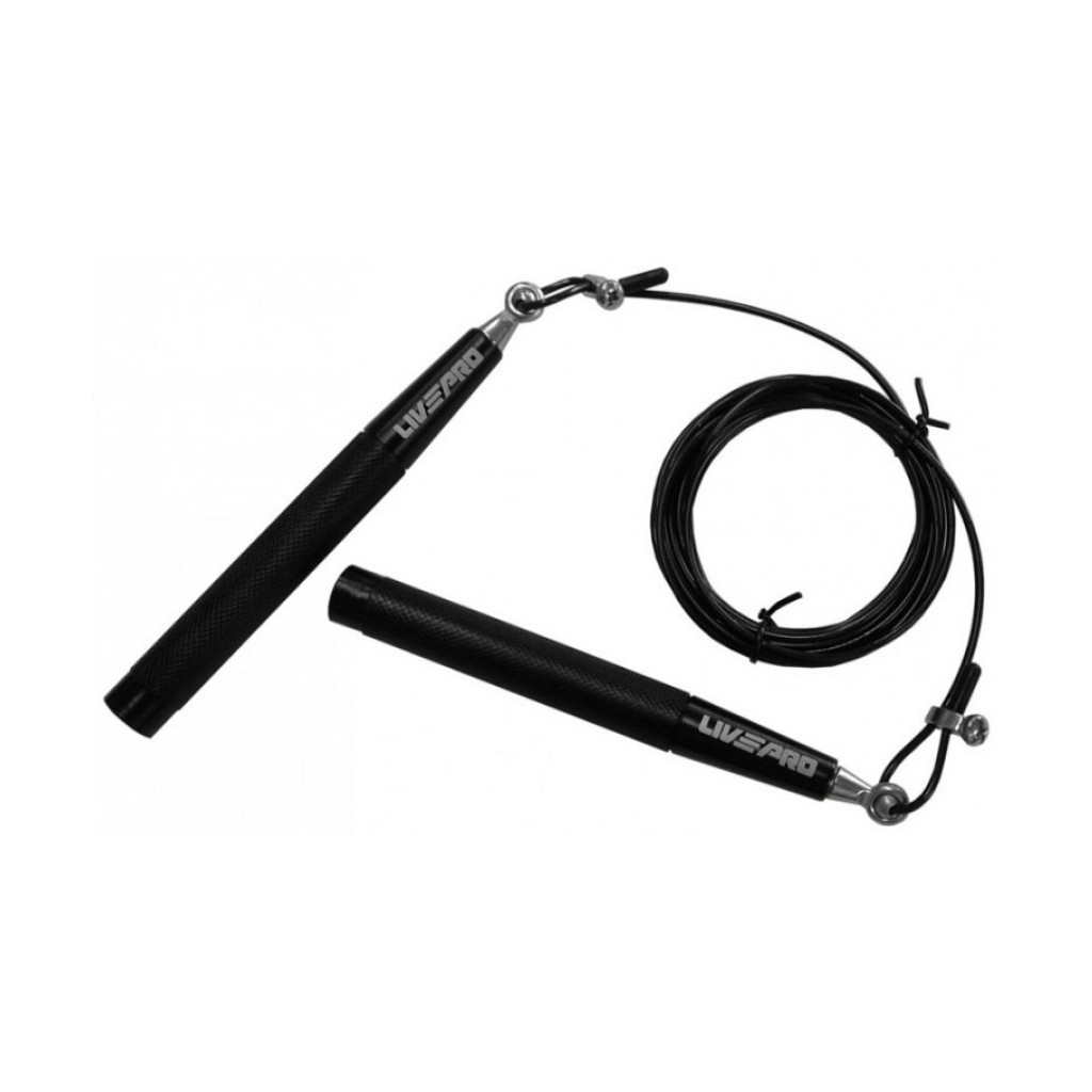 Скакалка LivePro Speed Jumprope LP8283H чорна з обваженням 300г (6951376154214) - изображение 1
