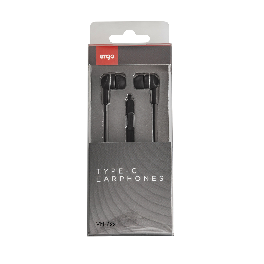 Навушники Ergo VM-735 Type-C Earphones Black (VM-735K) - зображення 4