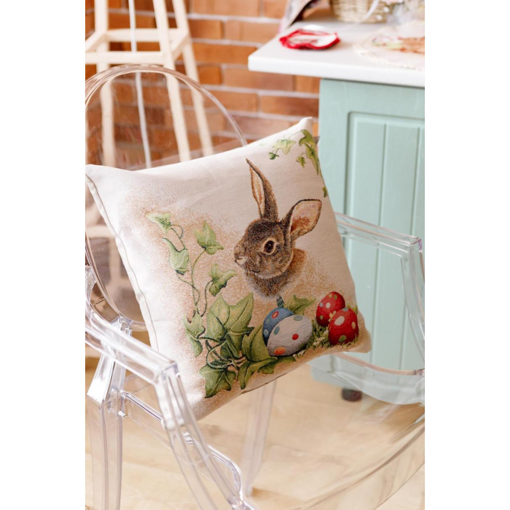 Наволочка Прованс гобеленова декоративна Заєць з писанками Веснянка 45х45 см (034262) - зображення 3