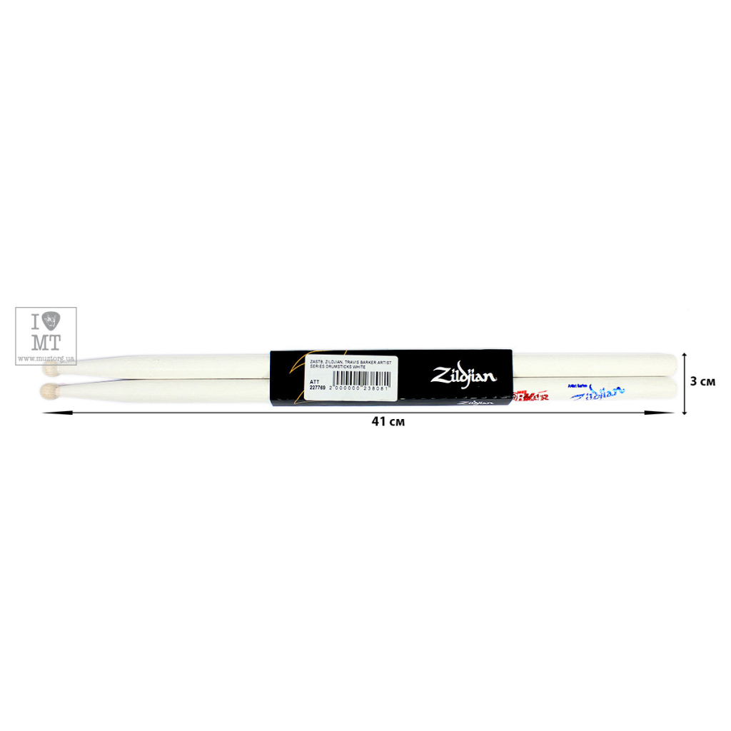 Барабанні палички Zildjian Travis Barker Artist Series Drumsticks White (227769) - изображение 2