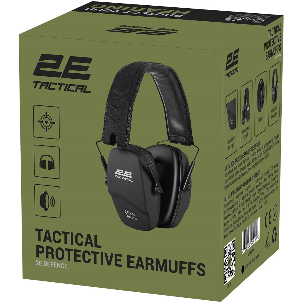 Навушники для стрільби 2E Defence NRR 25 dB пасивні Black (2E-TPE016BK) - изображение 7