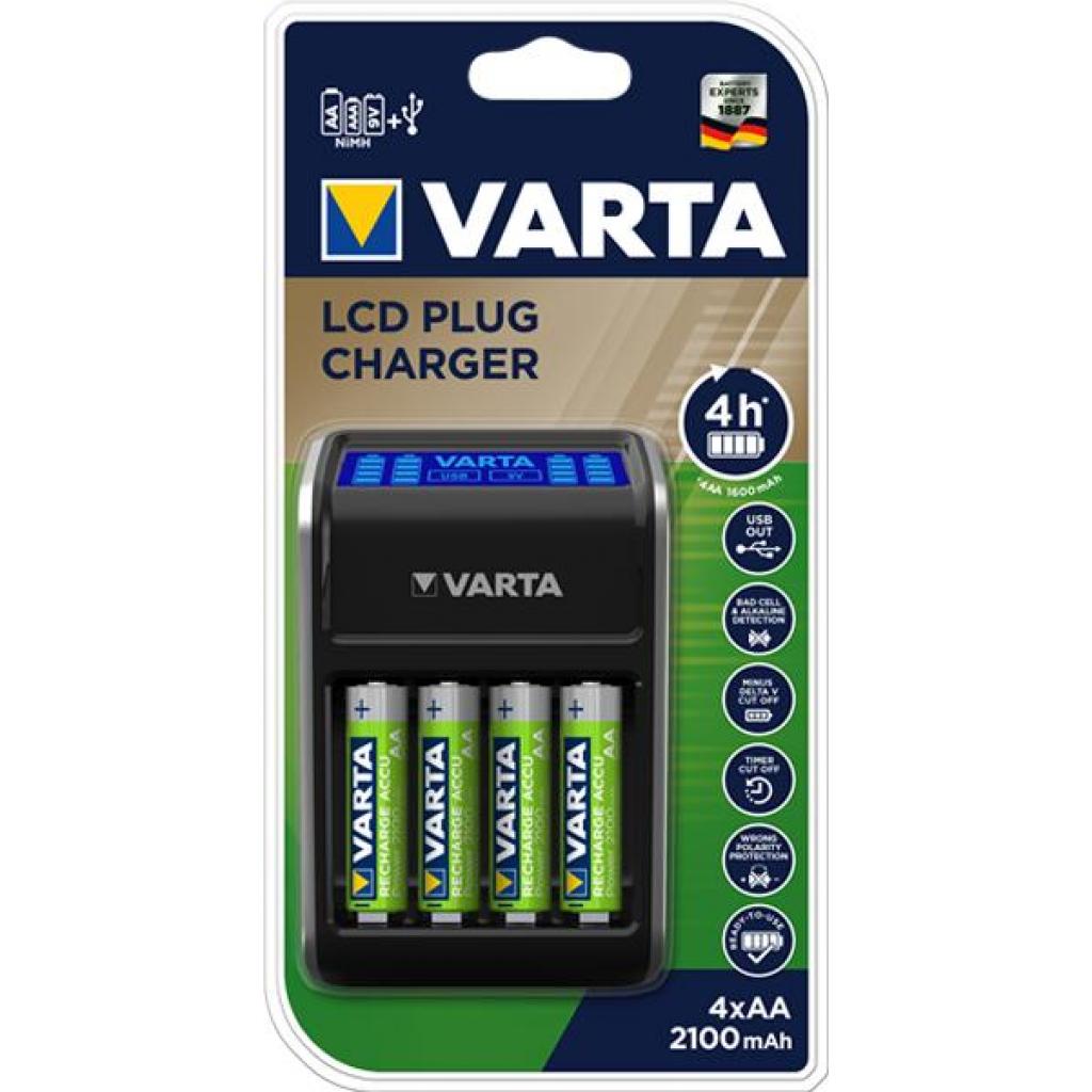 Зарядний пристрій для акумуляторів Varta LCD PLUG CHARGER +4*AA 2100 mAh (57687101441) - изображение 4
