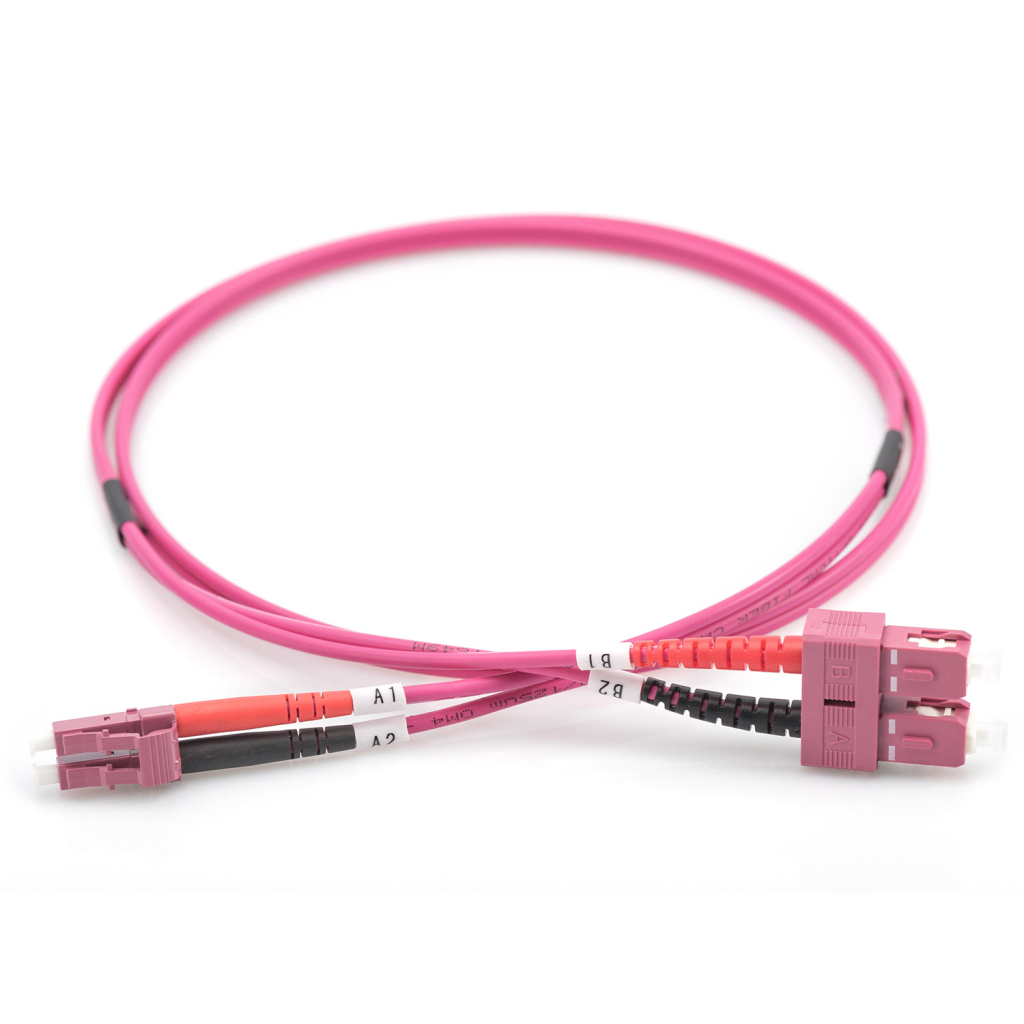 Оптичний патчкорд Digitus LC/UPC-SC/UPC, 50/125 OM4 (Multimode), duplex, 3m (DK-2532-03-4) - зображення 1