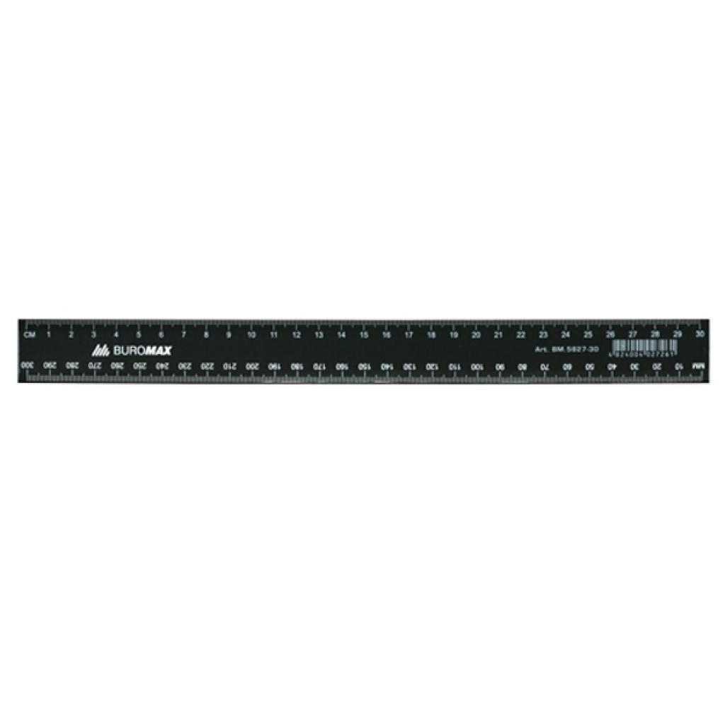 Лінійка Buromax 30см, plastic, black, blister (BM.5827-30) - зображення 1