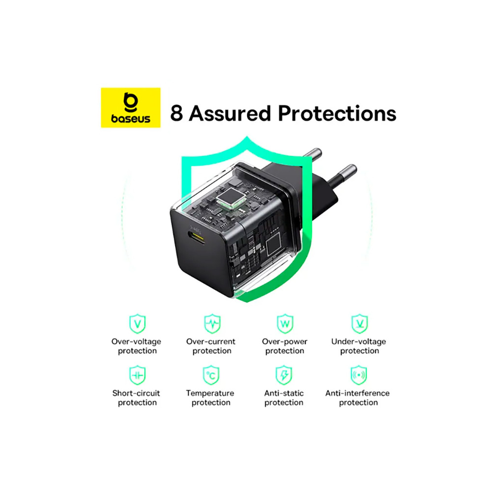 Зарядний пристрій Baseus Palm Fast Charger 1C 20W + Cable 1.0m Type-C 60W black (P10111602113-01) - изображение 11