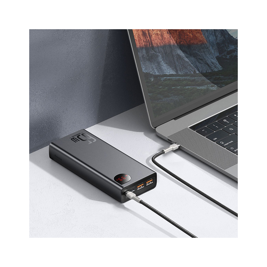Батарея універсальна Baseus Adaman Metal 20000mAh, PD/65W, QC/3.0, +cable USB to Type-C (PPIMDA-D01 / P10021506112-01) - зображення 6