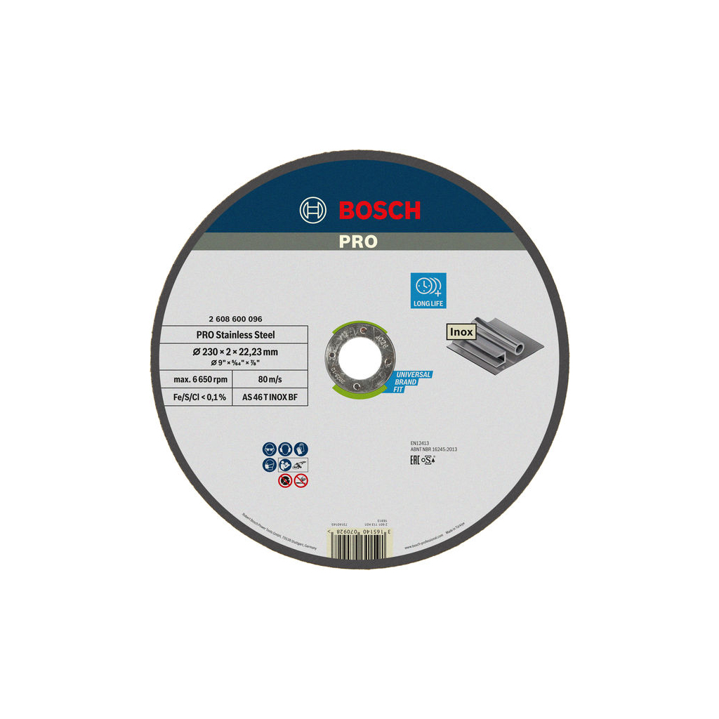 Круг відрізний Bosch Expert for Inox, 230х22.23мм (2.608.600.096) - зображення 1
