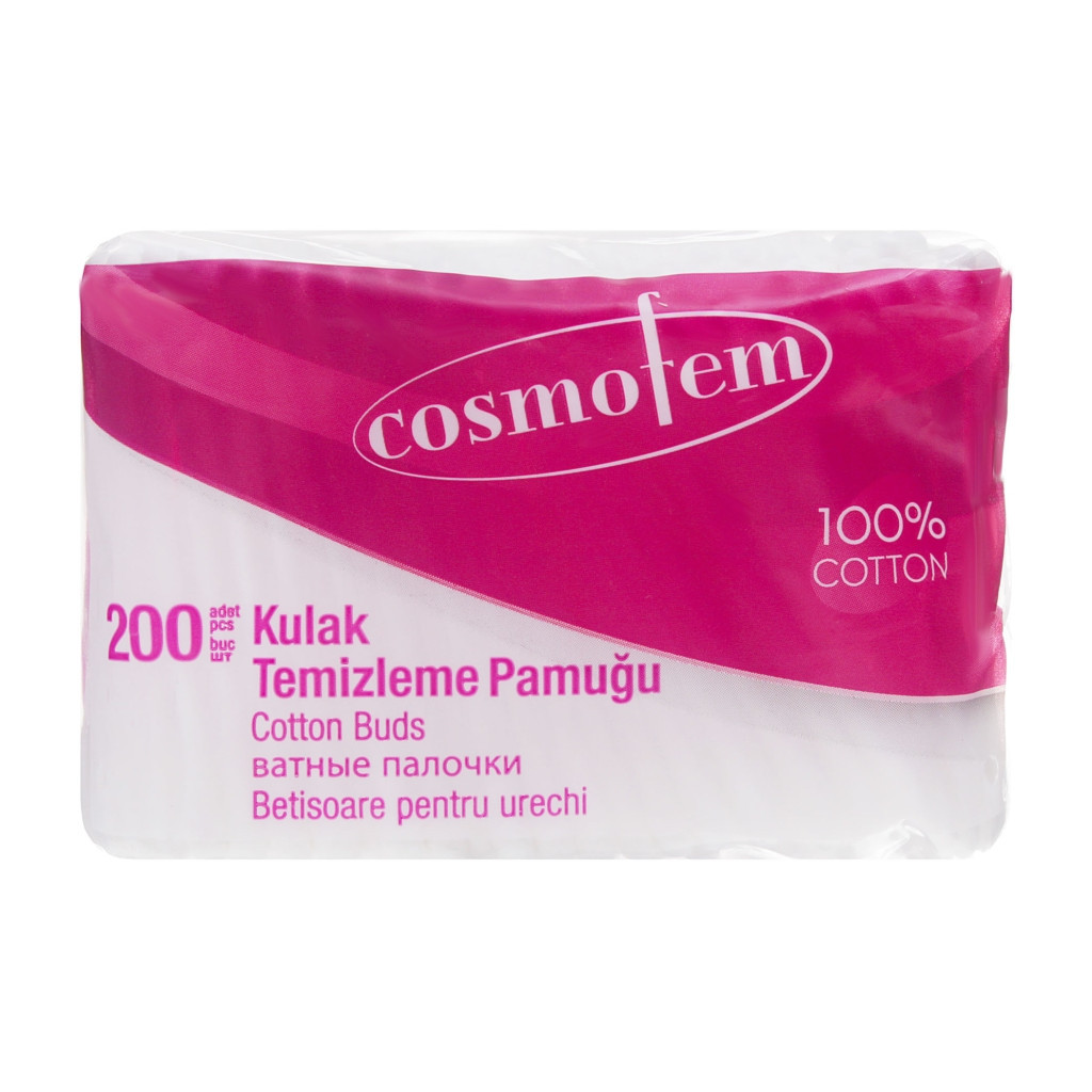 Ватні палички Ipek Cosmofem Cotton Buds В пакеті 200 шт. (8691275900243) - изображение 1