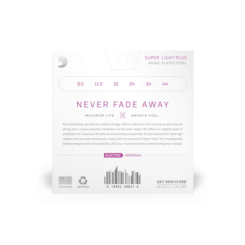 Струни для гітари D'Addario XS Coated Electric Guitar Strings Super Light Plus (9.5-44) (XSE09544) - зображення 3