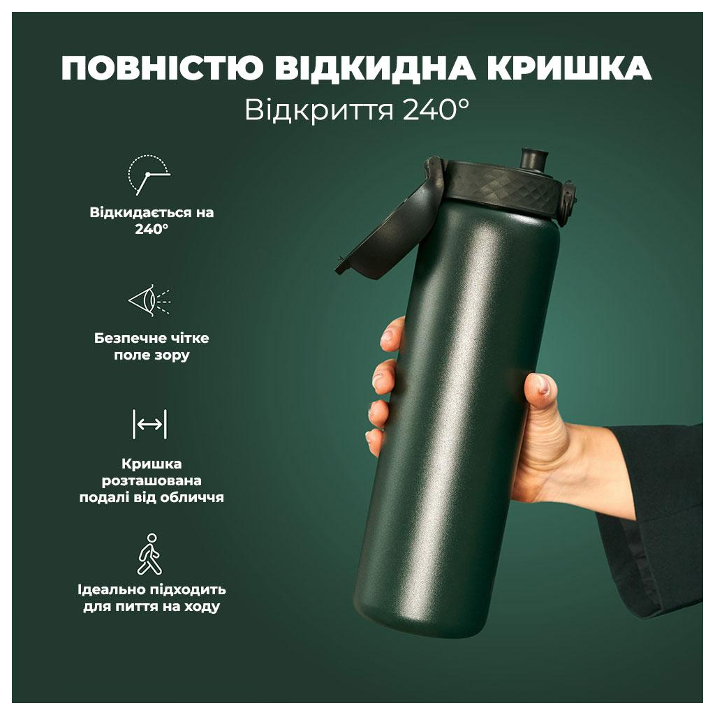 Пляшка для води ION8 OneTouch Vacuum Insulated 920 мл Dark Green (I8TS1000DGRE) - зображення 3
