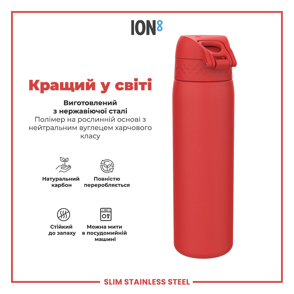 Пляшка для води ION8 OneTouch Stainless Steel 600 мл Red (I8SS600RED) - зображення 6