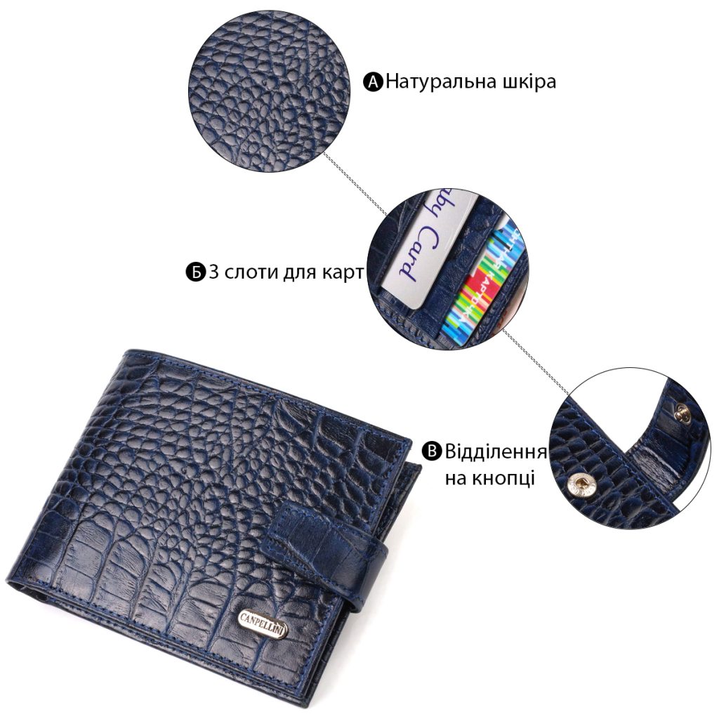 Портмоне Canpellini З натуральної шкіри Синє (21883) - зображення 4