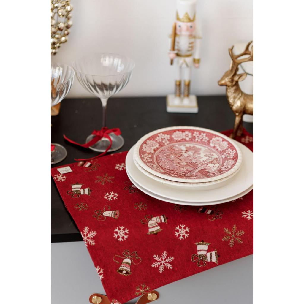 Серветка на стіл Прованс Дзвіночки на червоному 35х45 см (036840) - зображення 1