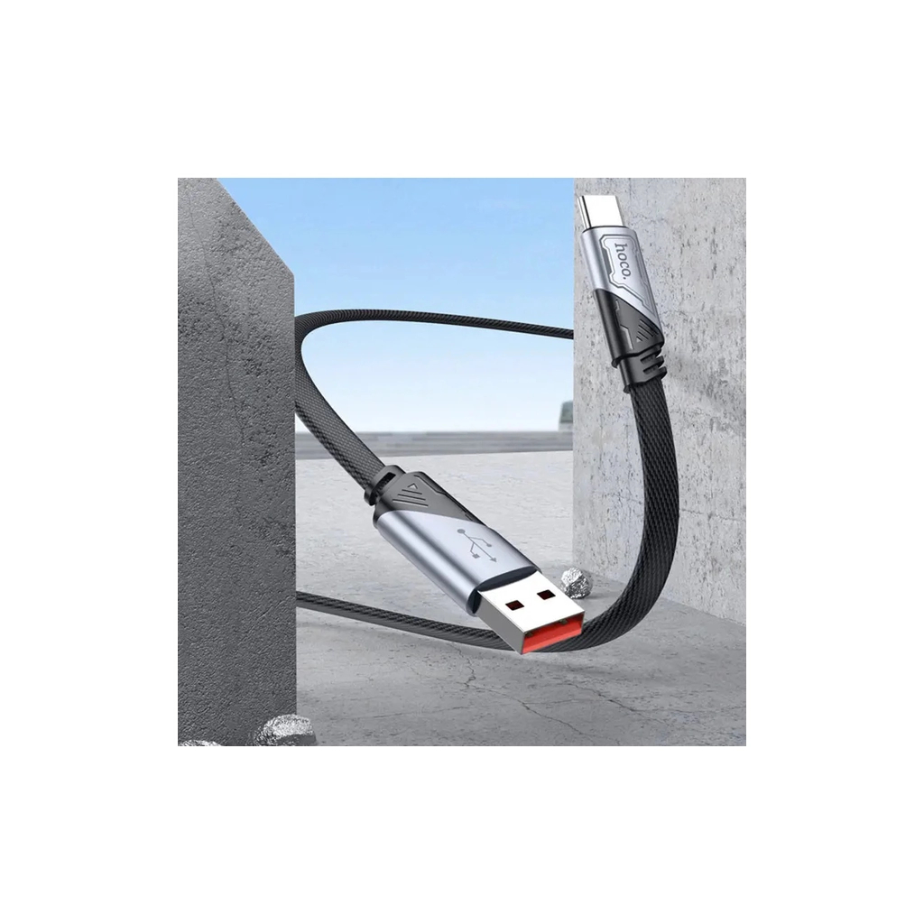 Дата кабель USB 2.0 AM to USB-C 1.2m 5A nylon black HOCO (6942007605007) - зображення 5