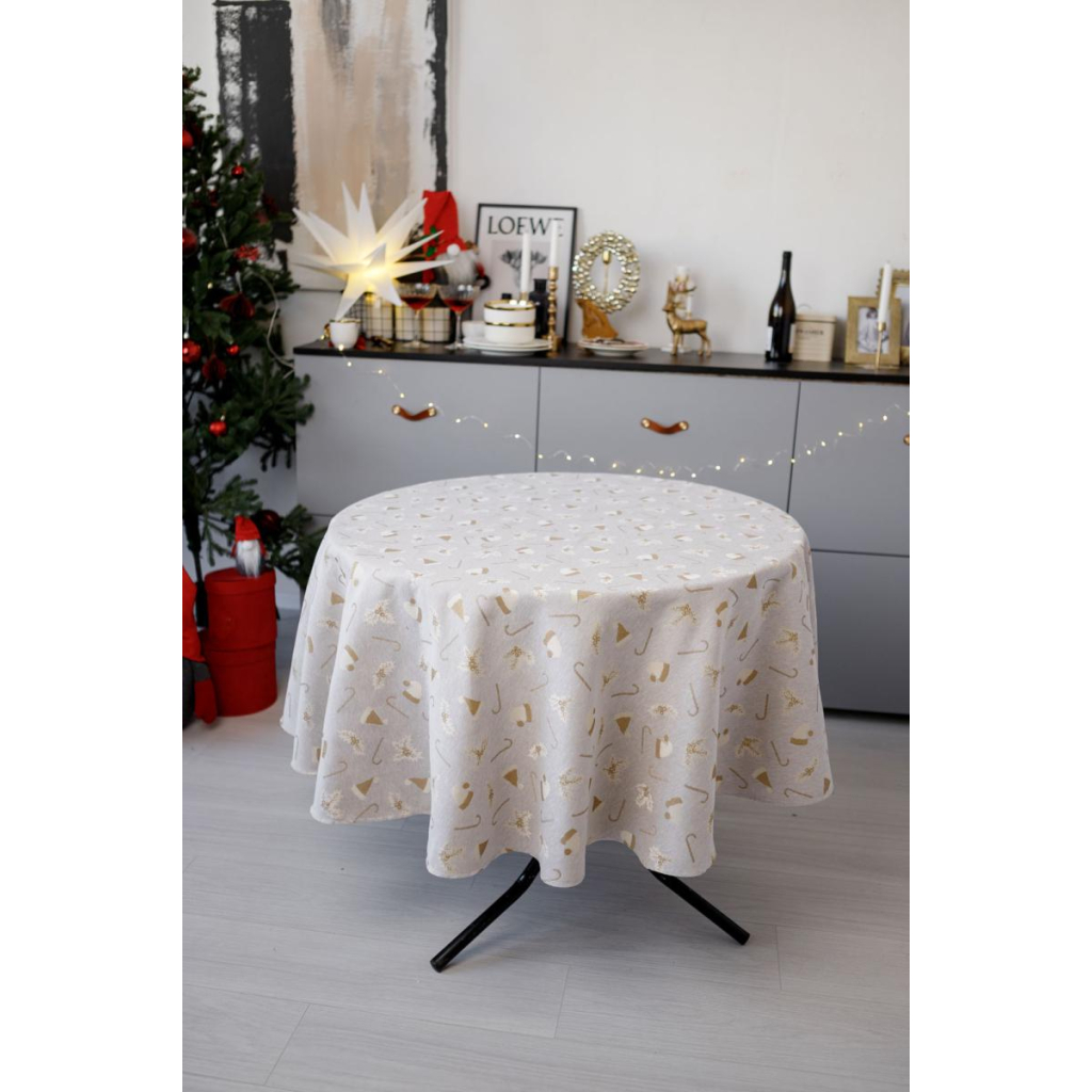 Скатертина Прованс Шапочки на бежевому Dх136 см (036814) - зображення 2