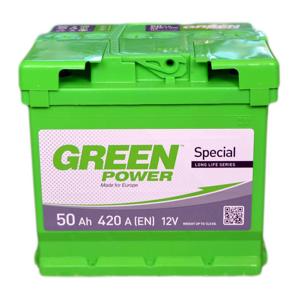 Акумулятор автомобільний GREEN POWER Standart 50Ah (+/-) (420EN) (22354) - зображення 1