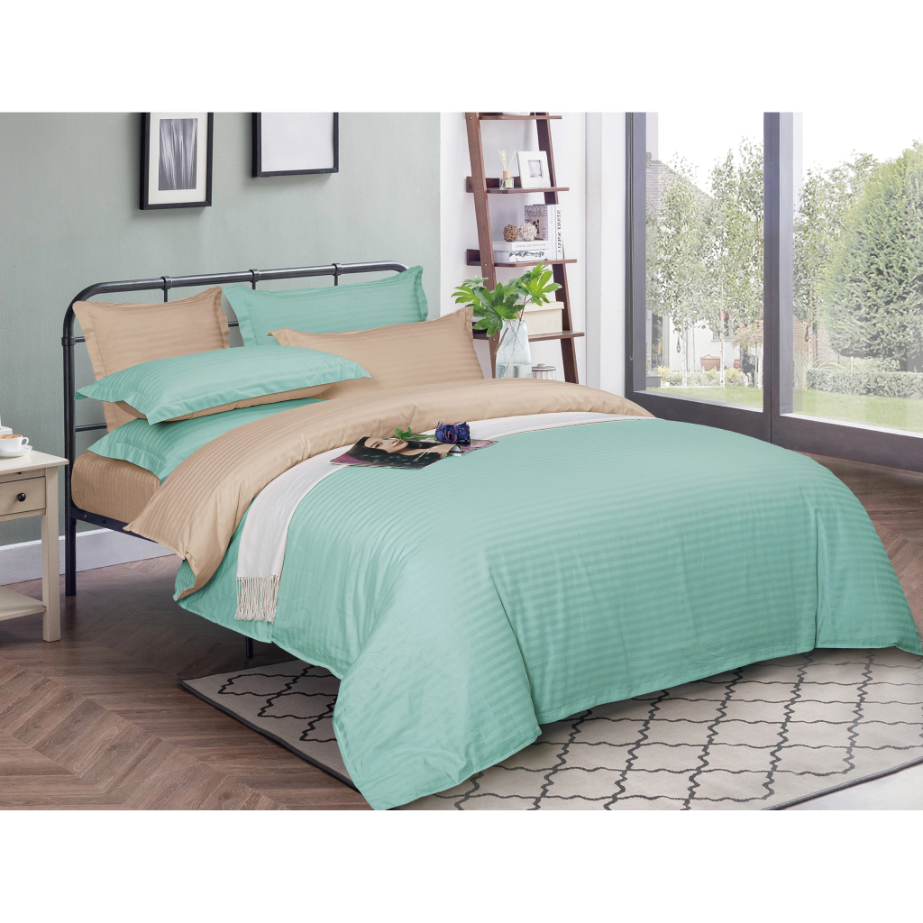 Постільна білизна MirSon Satin Stripe 30-0014 + 30-0004 Aivengo 143х210 Полуторна (2200005260265) - зображення 1