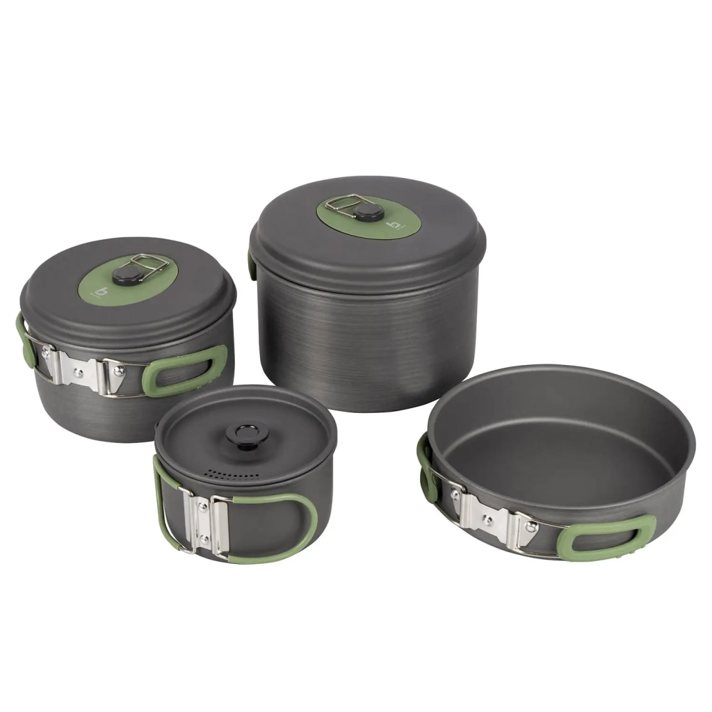 Набір туристичного посуду Bo-Camp Explorer 4 Pieces Hard Anodized Grey/Green (2200244) - зображення 2