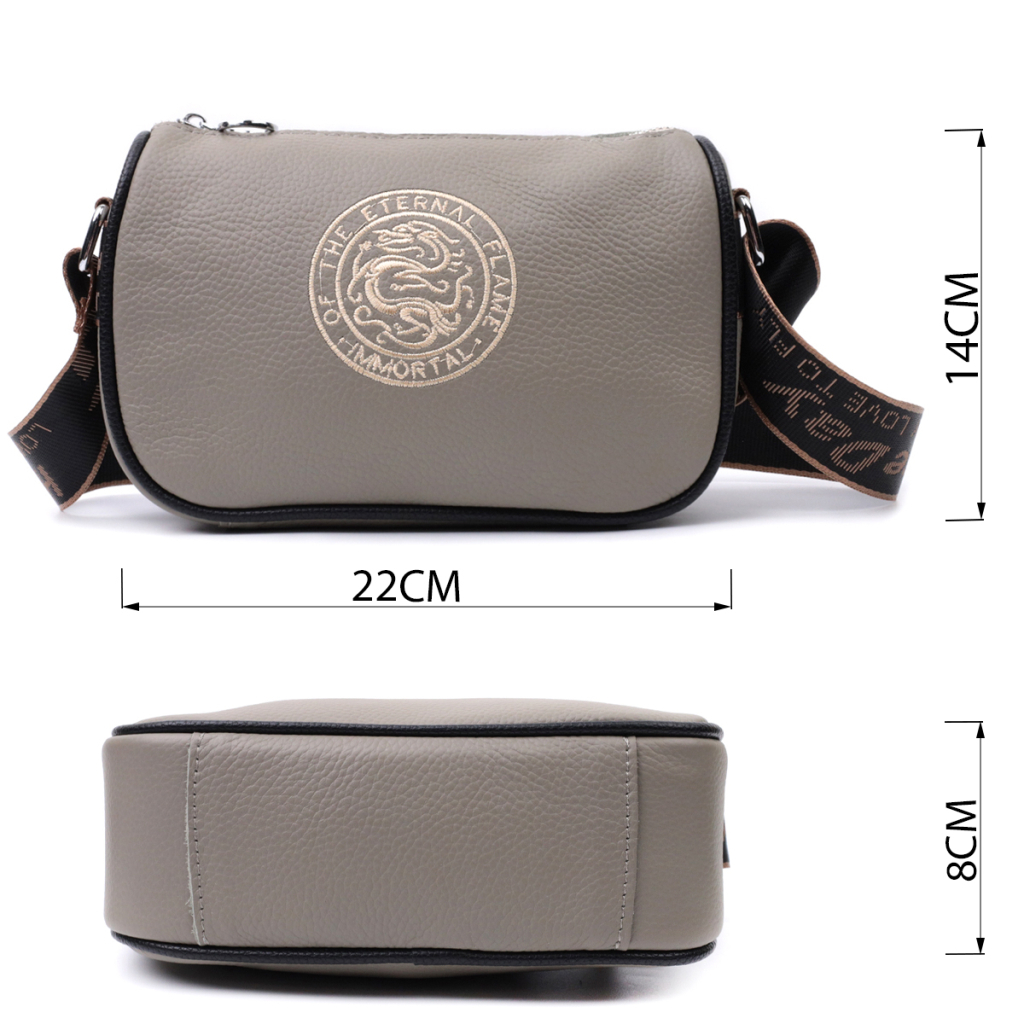 Сумка Vintage Жіноча з вишивкою на лицьовій стороні з натуральної шкіри Сіра (22626) - зображення 3