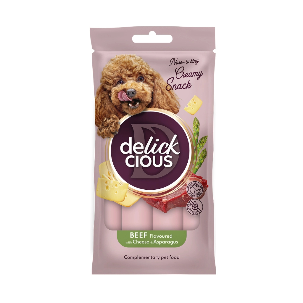 Ласощі для собак Delickcious яловичина з додаванням сиру та спаржі 4х15 г (4820269145429) - зображення 1