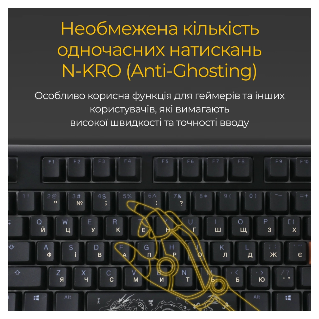 Клавіатура Ducky One 3 TKL Cherry MX Speed Silver RGB UA USB Black (DKON2187ST-PUAPXCLAWSC1) - зображення 9
