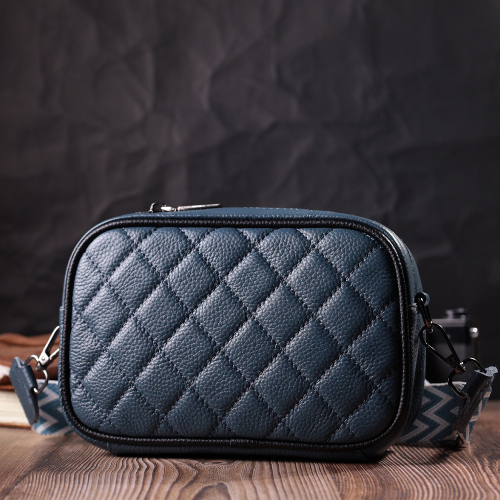 Сумка Vintage Шкіряна жіноча через плече на одне відділення Синя (22385) - зображення 9