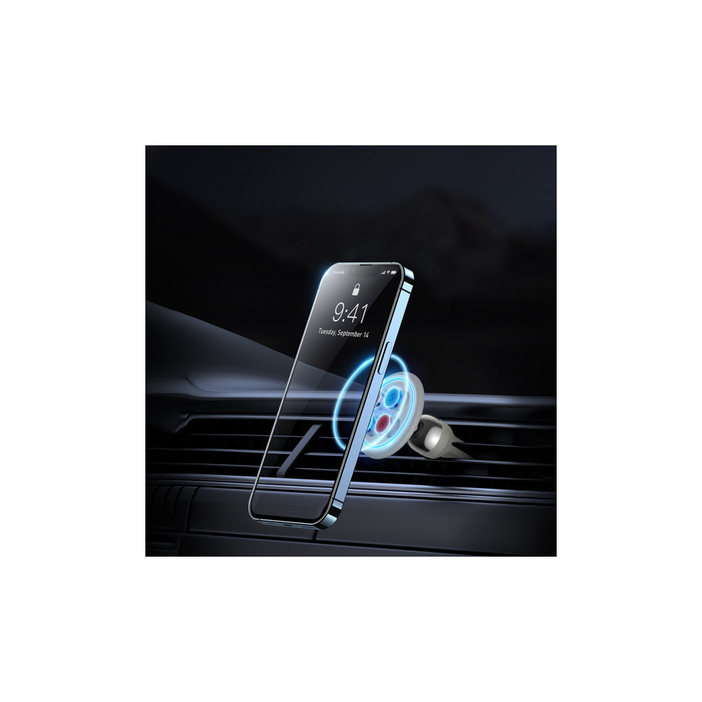 Універсальний автотримач Baseus Magnetic (на решітку) creamy-white (SUCC000102) - зображення 8