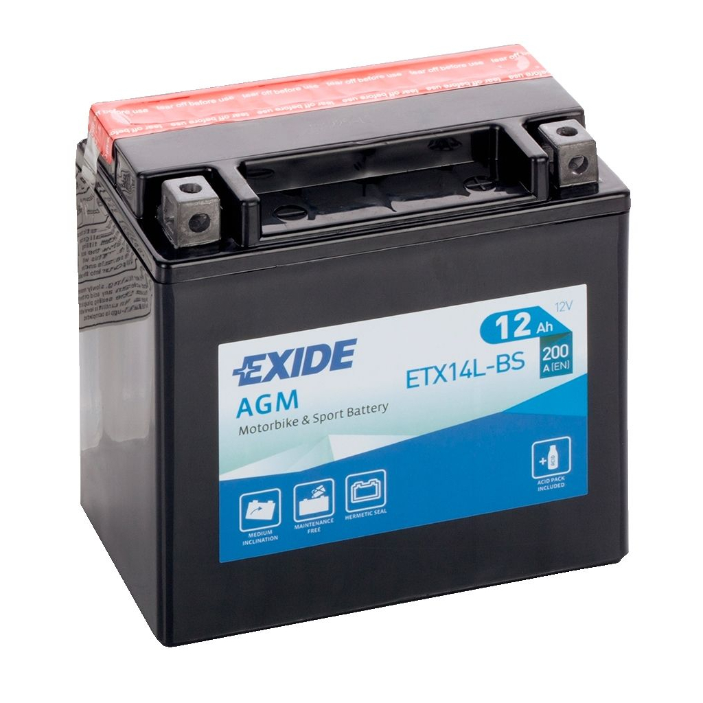 Акумулятор автомобільний EXIDE AGM 12Ah Ев (-/+) (200EN) (ETX14L-BS) - зображення 1