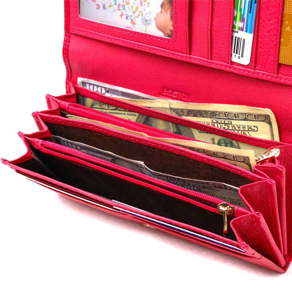 Гаманець Boston З натуральної шкіри Рожевий (19422) - зображення 6