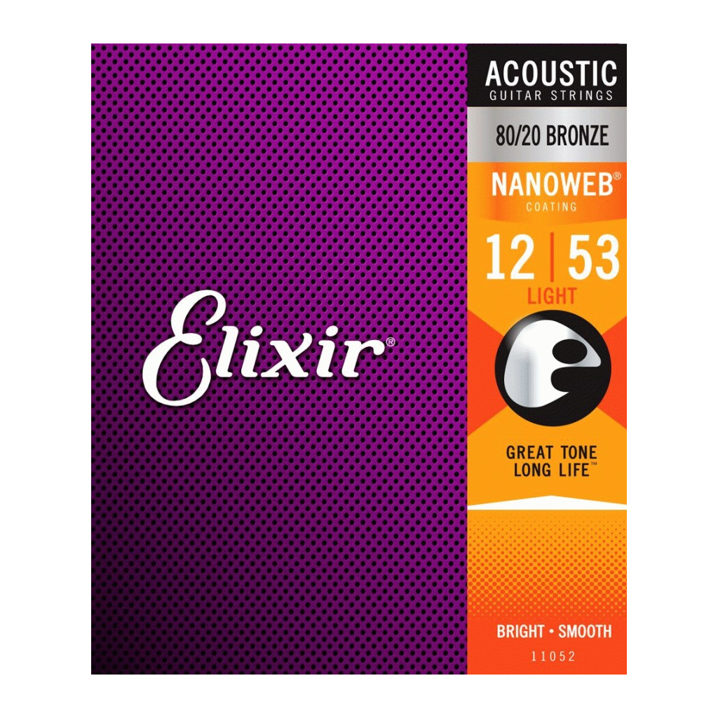 Струни для гітари Elixir 11052 Nanoweb 80/20 Bronze Acoustic Light (12-53) (236030) - зображення 1