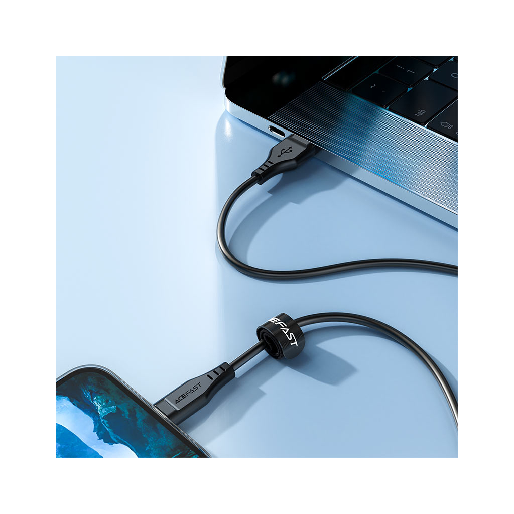 Дата кабель USB 2.0 AM to Lightning 1.2m 2.4A TPE C3-02 Black Acefast (6974316280828) - зображення 5