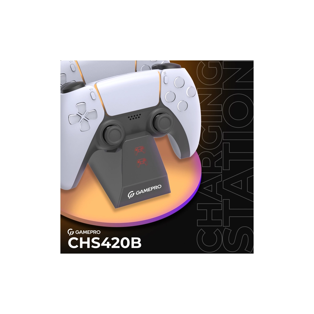 Зарядний пристрій GamePro CHS420B Для геймпадів DualSense PS5 Black (CHS420B) - изображение 4