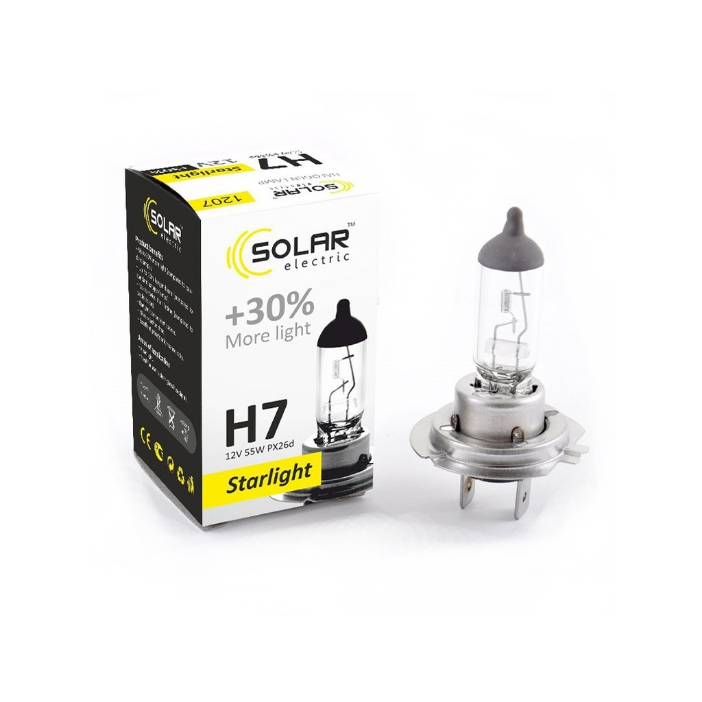 Автолампа SOLAR H7 12V 55W PX26d Starlight+30 (1207) - зображення 2