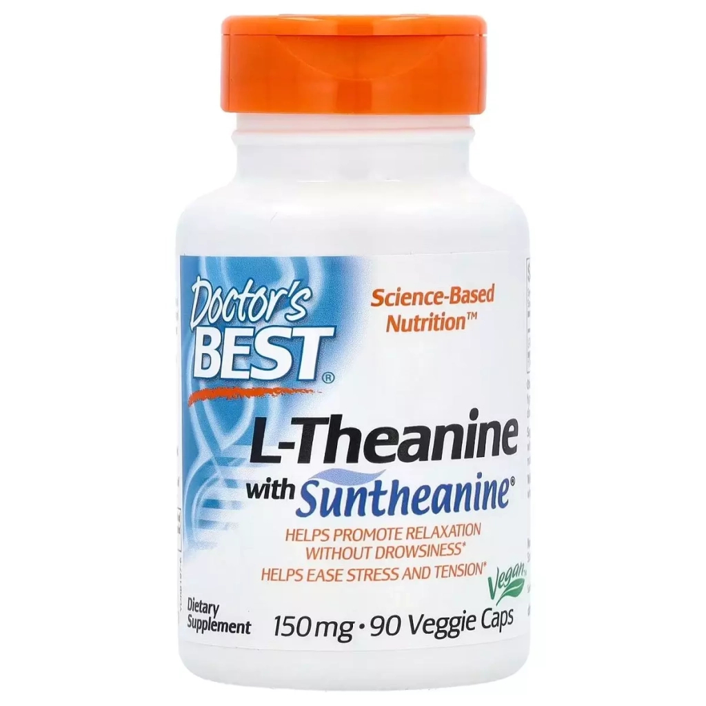 Амінокислота Doctor's Best L-теанін, 150 мг, L-Theanine with Suntheanine, 90 вегетаріанських капсул (DRB-00197) - зображення 1