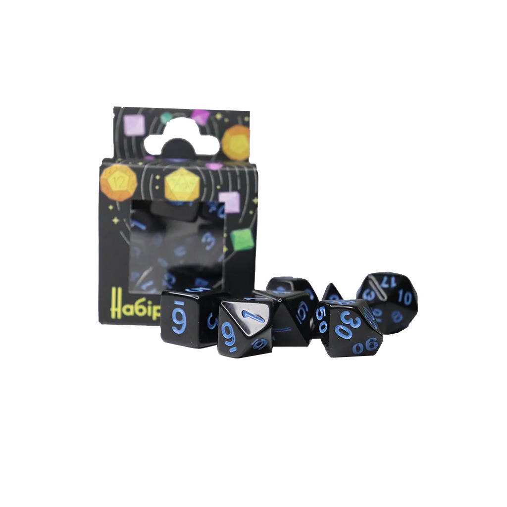 Набір кубиків для настільних ігор Games 7 Days Opaque 7 Dice Set - Black (w-blue) (g7dopaq12) - изображение 4