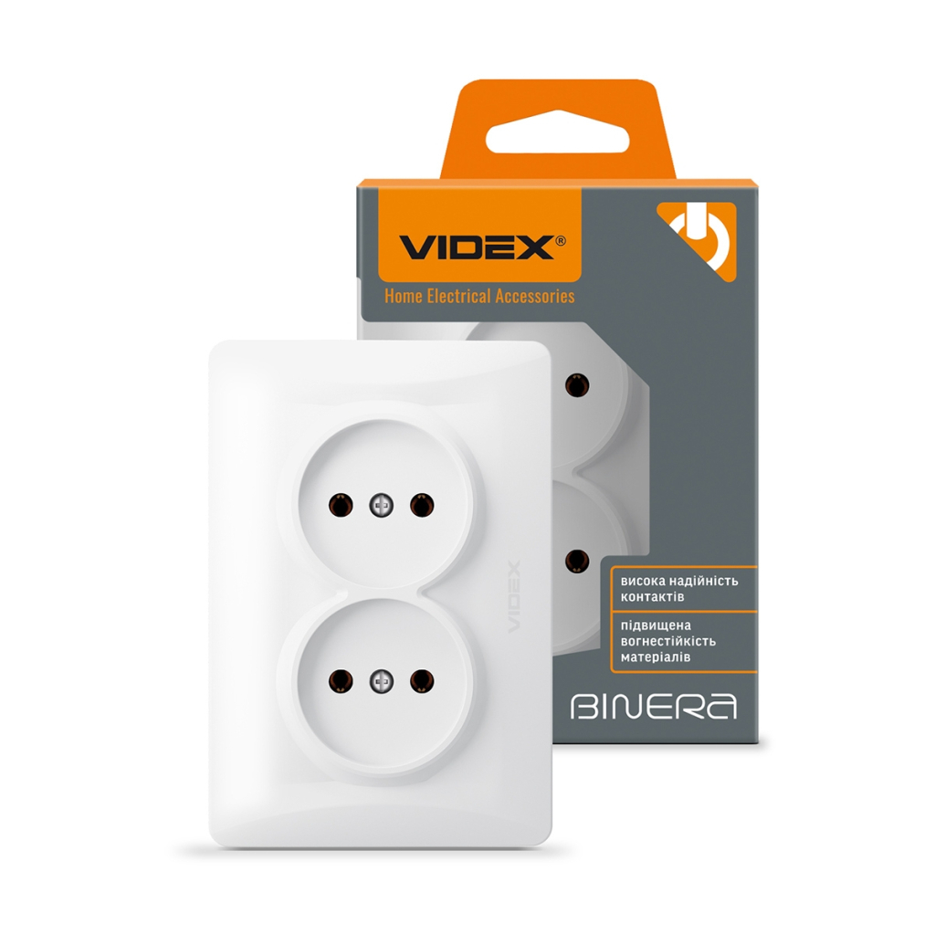 Розетка Videx BINERA 2ая (VF-BNSK2-W) - изображение 4