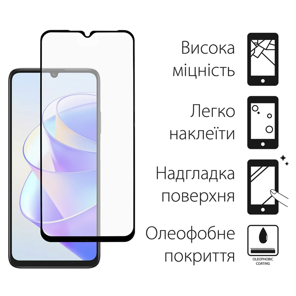 Скло захисне Dengos Full Glue HONOR X7a (black) (TGFG-334) - зображення 2