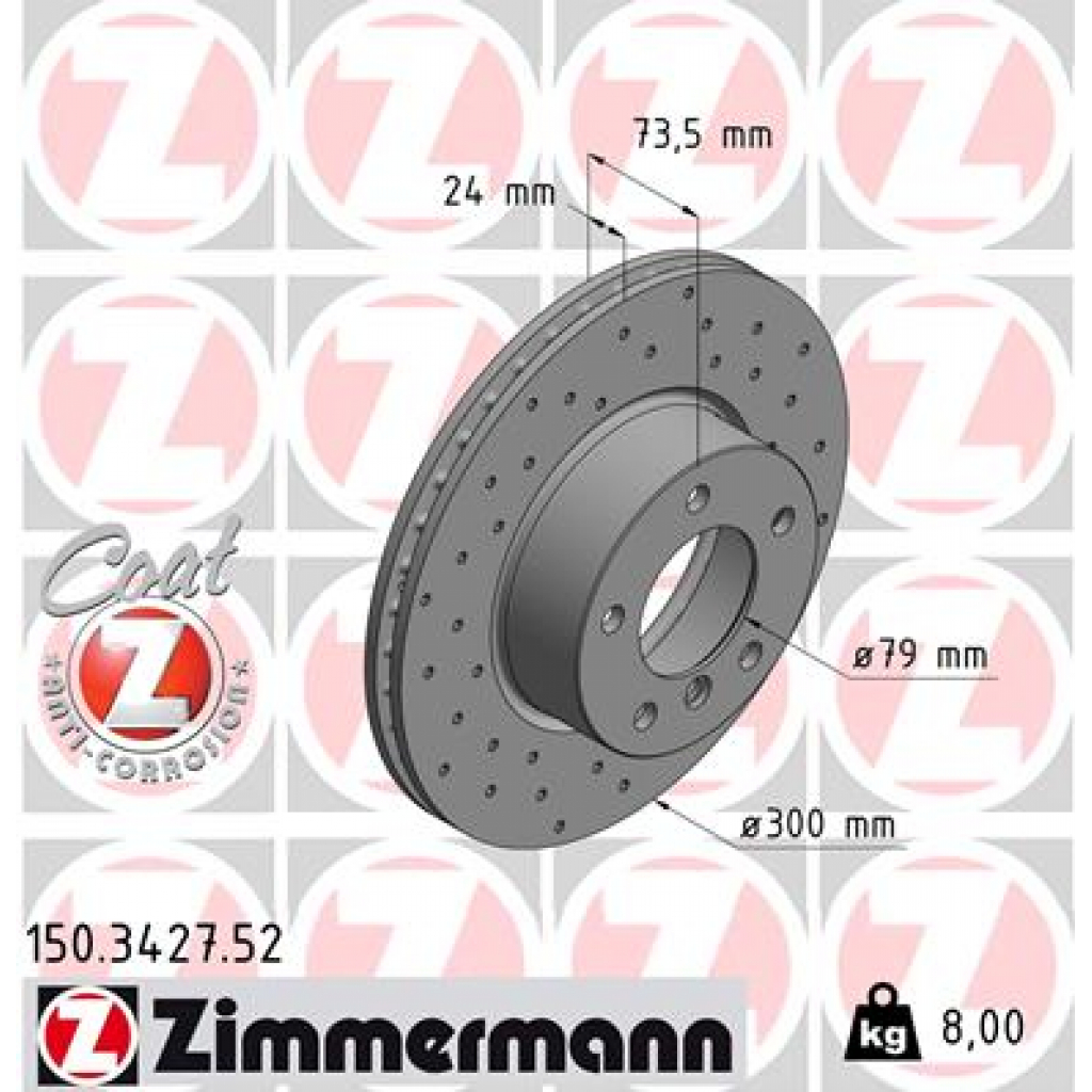 Гальмівний диск ZIMMERMANN 150.3427.52 - зображення 1