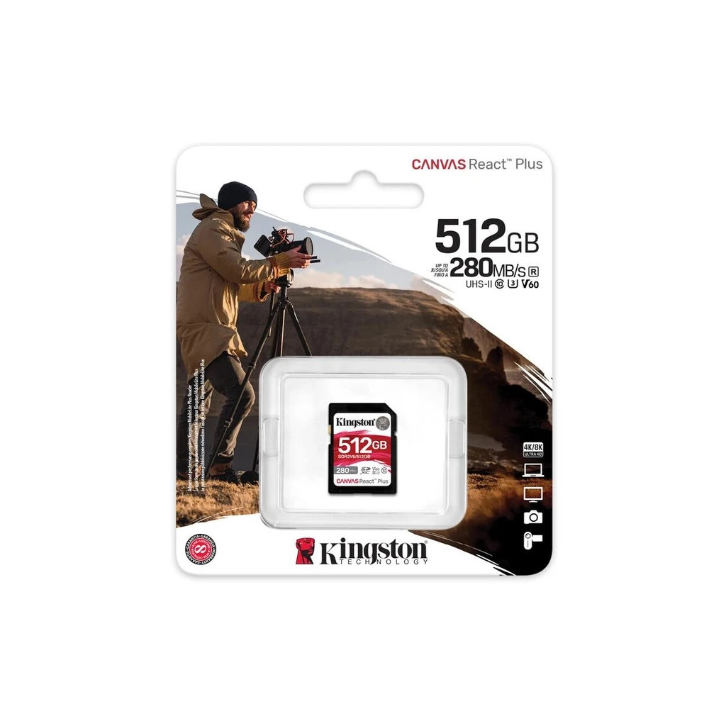 Карта пам'яті Kingston 512GB SDXC class 10 UHS-II U3 Canvas React Plus (SDR2V6/512GB) - зображення 3