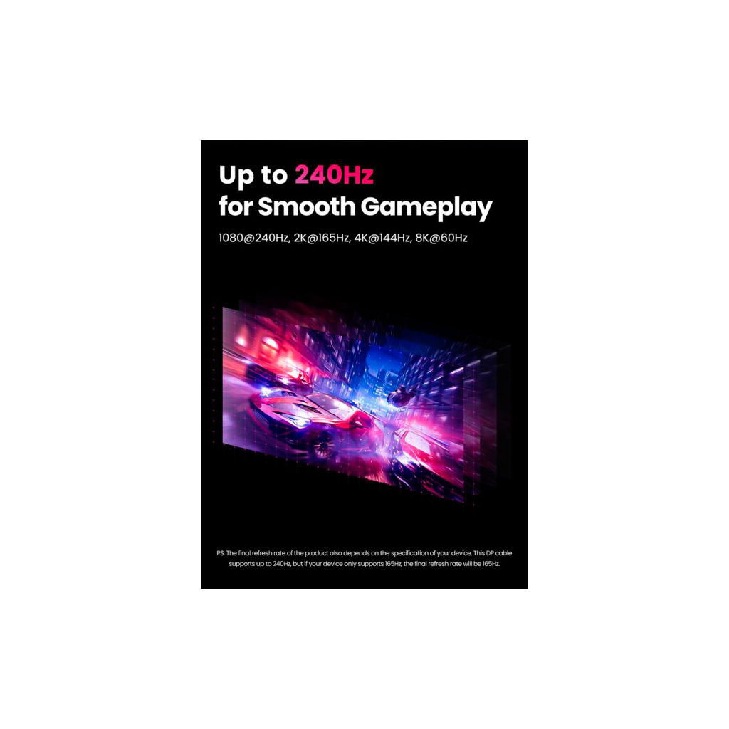 Кабель мультимедійний DisplayPort M to DisplayPort M 5.0m V1.4 braided DP114 black UGREEN (80394) - зображення 4