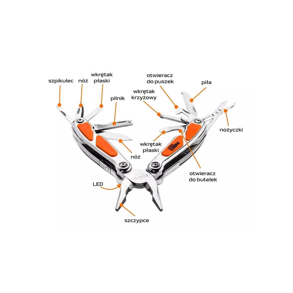 Мультитул Neo Tools mini, 10 елементів, з LED (01-027) - зображення 4