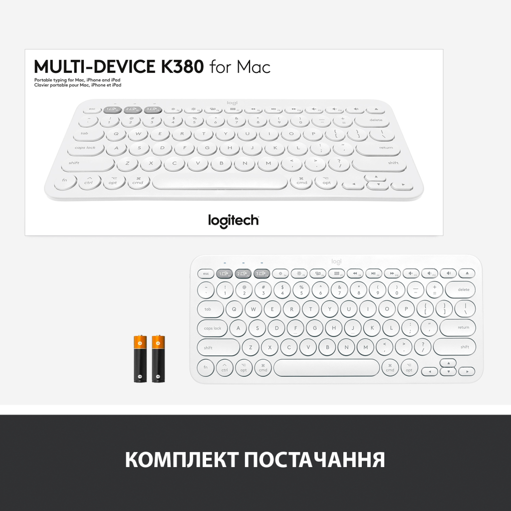 Клавіатура Logitech K380 for MAC Multi-Device Bluetooth UA Off-White (920-010407) - зображення 9