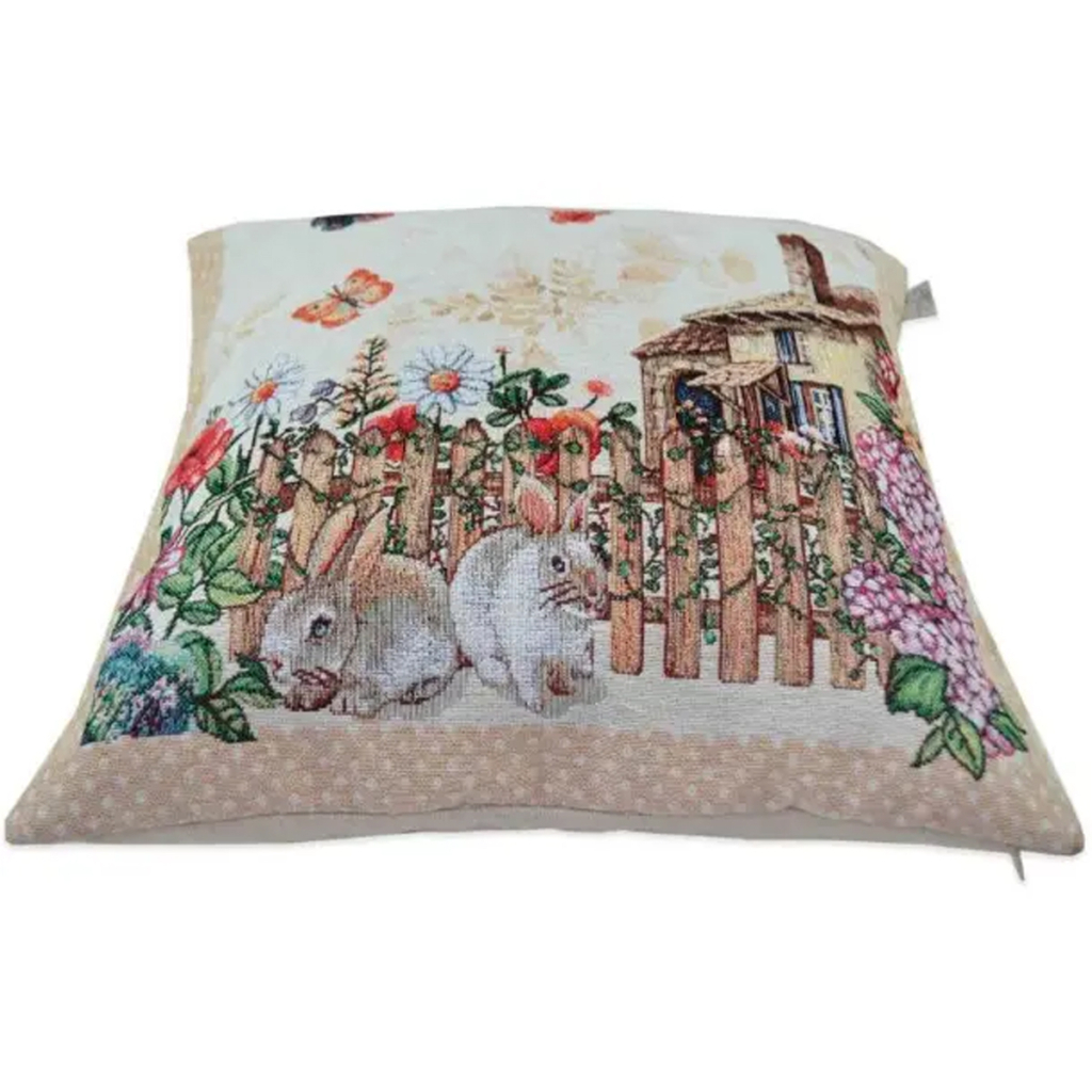 Подушка Прованс гобеленова декоративна Alicia хатинка та кролики 45х45 см (026041) - зображення 7