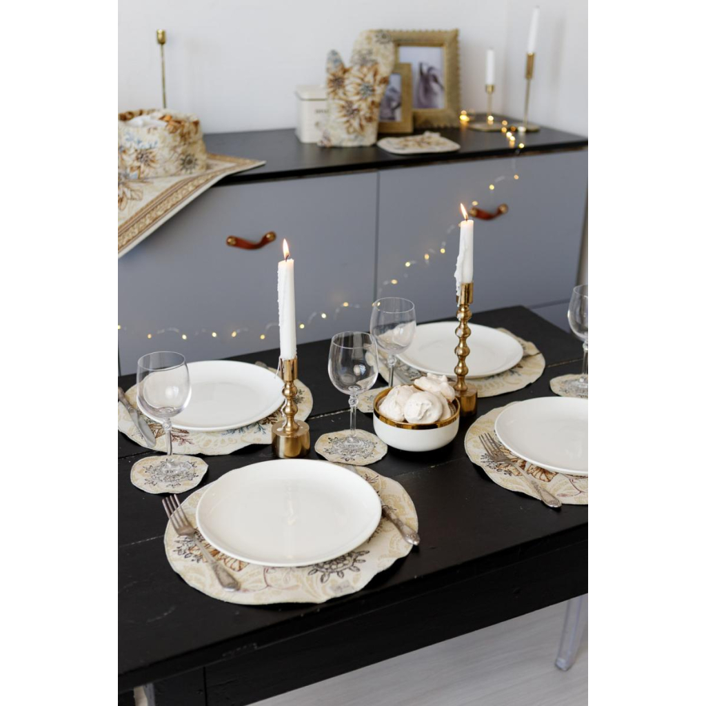 Серветка на стіл Прованс гобеленова Золоте свято D 35см (036313) - зображення 8