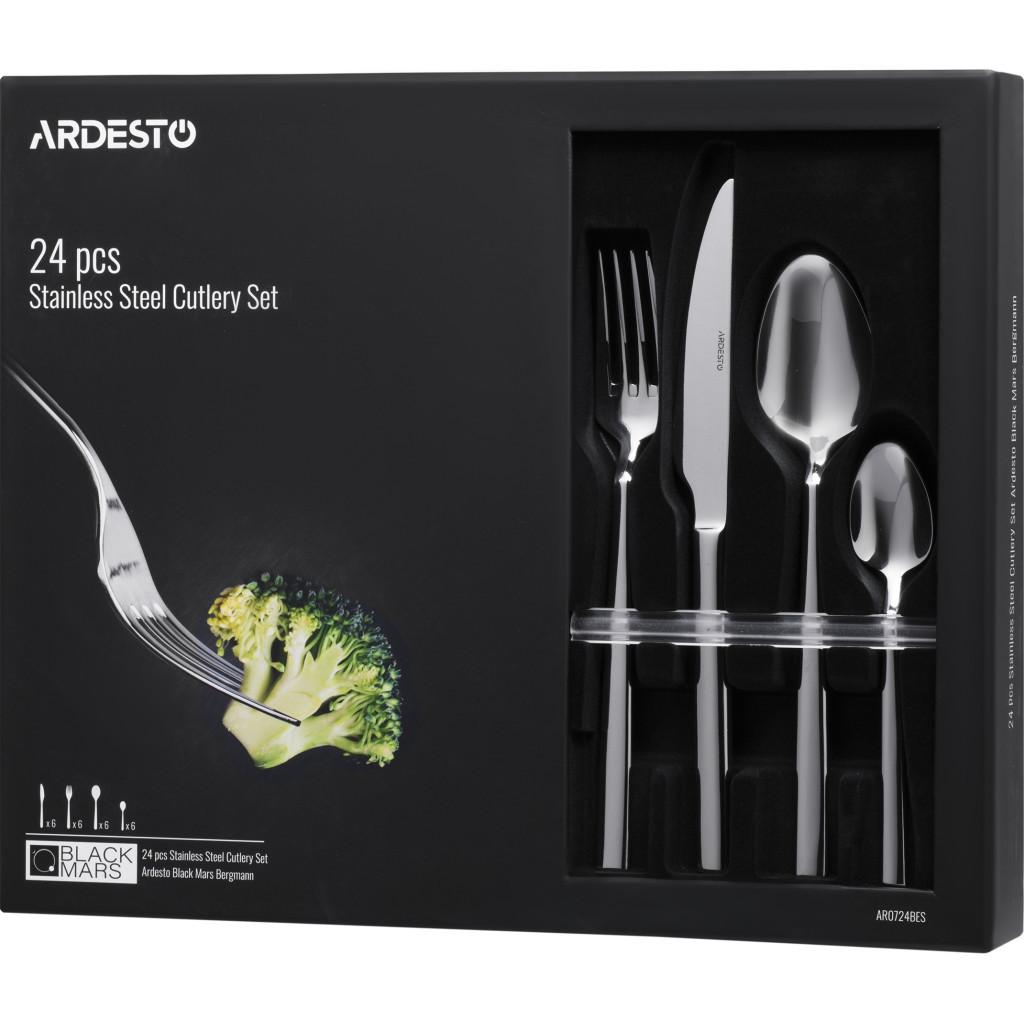 Набір столових приборів Ardesto Black Mars Bergmann 24 предмета (AR0724BES) - изображение 7