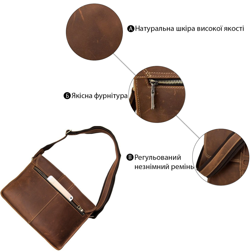 Сумка Vintage У вінтажному стилі Коричнева (14231) - зображення 4